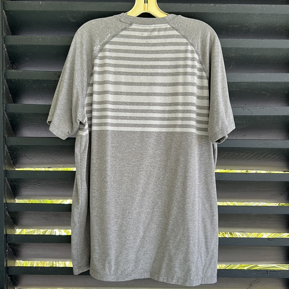 Peter Millar Gray Striped Short Sleeve Tee - Picture 3 of 5